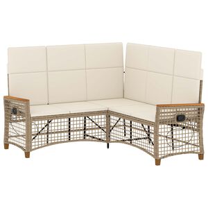 vidaXL Garten Liegesofa Set Beige und Cremewei&szlig; 164 x 164 x 112 cm
