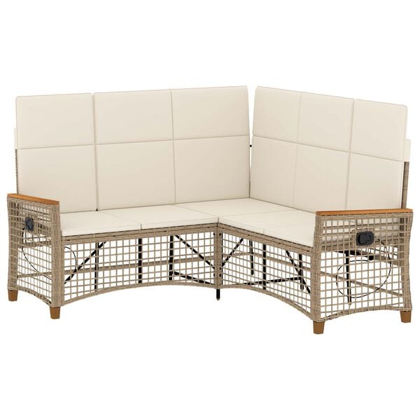 vidaXL Garten Liegesofa Set Beige und Cremewei&szlig; 164 x 164 x 112 cm