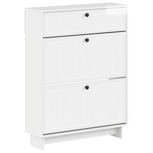 vidaXL Schuhschrank EDE 78 x 24 x 103 cm Holzwerkstoff Hochglanz Wei&szlig;