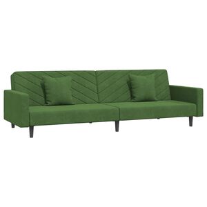 vidaXL Schlafsofa 2-Sitzer mit 2 Kissen Dunkelgr&uuml;n Samt
