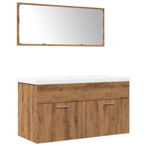 vidaXL 3-tlg. Badm&ouml;bel-Set Artisan-Eiche Holzwerkstoff