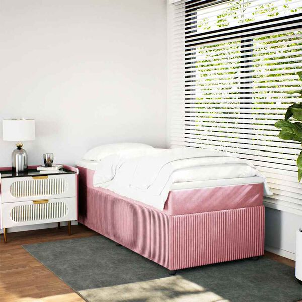 vidaXL Boxspringbett mit Matratze Rosa 90x190 cm Samt