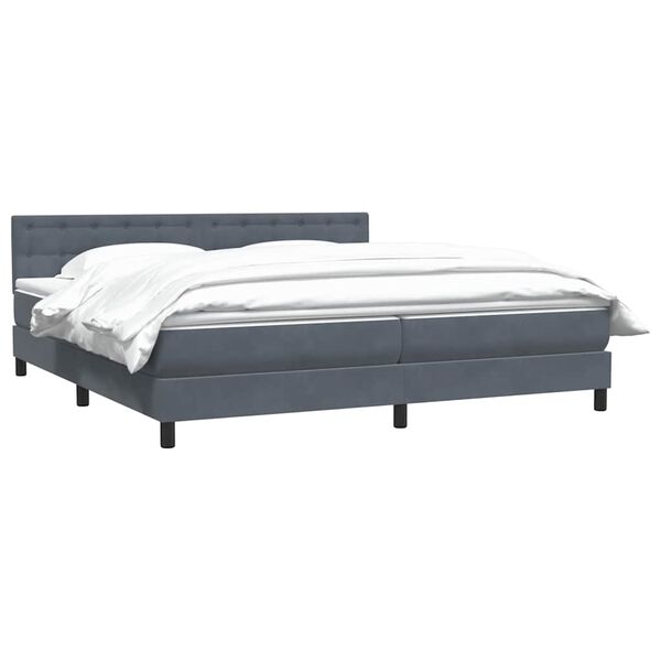 vidaXL Boxspringbett mit Matratze Dunkelgrau 200x210 cm Samt