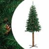 vidaXL Weihnachtsbaum Schlank mit Echtholz und Zapfen Gr&uuml;n 150 cm PVC