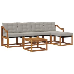 vidaXL Outdoor-Sofagarnitur mit Kissen 6 pcs Nat&uuml;rlich und Hellgrau