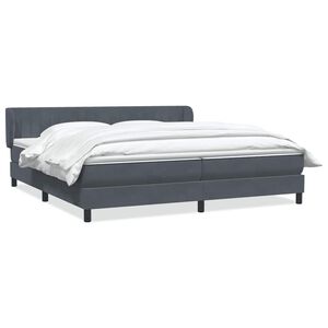vidaXL Boxspringbett mit Matratzen Dunkelgrau 180x210 cm Samt