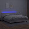 vidaXL Boxspringbett mit Matratze & LED Wei&szlig; 180x200 cm Kunstleder