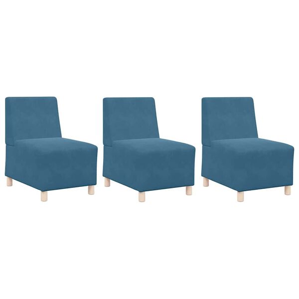 vidaXL Modulares Armfreies Sofa 3 pcs Blau 55 x 74 x 82 cm Samt