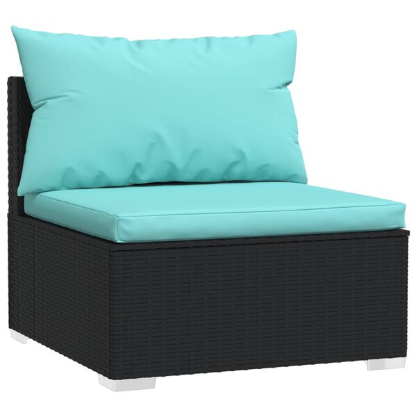 vidaXL 11-tlg. Garten-Lounge-Set mit Kissen Schwarz Poly Rattan