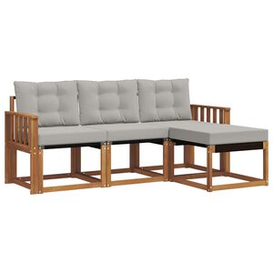 vidaXL Outdoor-Sofagarnitur mit Kissen 4 pcs Nat&uuml;rlich und Hellgrau