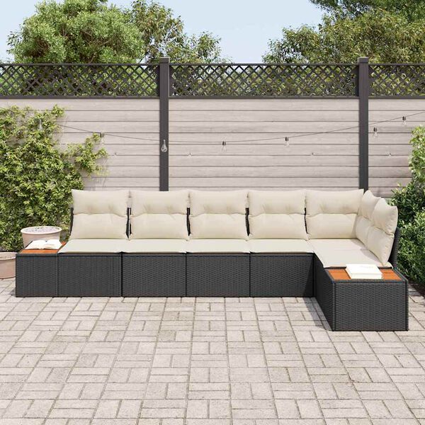 vidaXL Gartensofa-set mit Kissen 6 pcs Schwarz Poly-Rattan