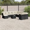 vidaXL 12-tlg. Garten-Sofagarnitur mit Kissen Schwarz Poly Rattan