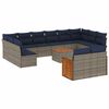 vidaXL 12-teiliges Gartensofa-Set mit Kissen, grau, Polyrattan