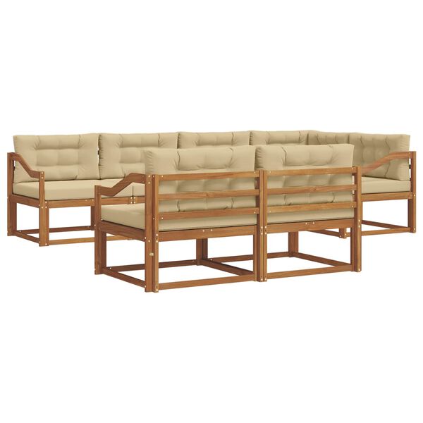 vidaXL Outdoor-Sofagarnitur mit Kissen 7 pcs Natur und Beige
