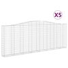 vidaXL Gabionen mit Hochbogen 5 Stk. 400x30x140/160cm Verzinktes Eisen