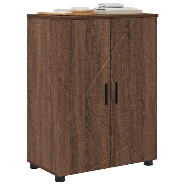 vidaXL Badezimmerschrank mit T&uuml;r Braun Eichen-Optik 60 x 35 x 80 cm