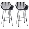 vidaXL Barstuhl 2 pcs Schwarz 55 x 52 x 92 cm Rattan und Eisen