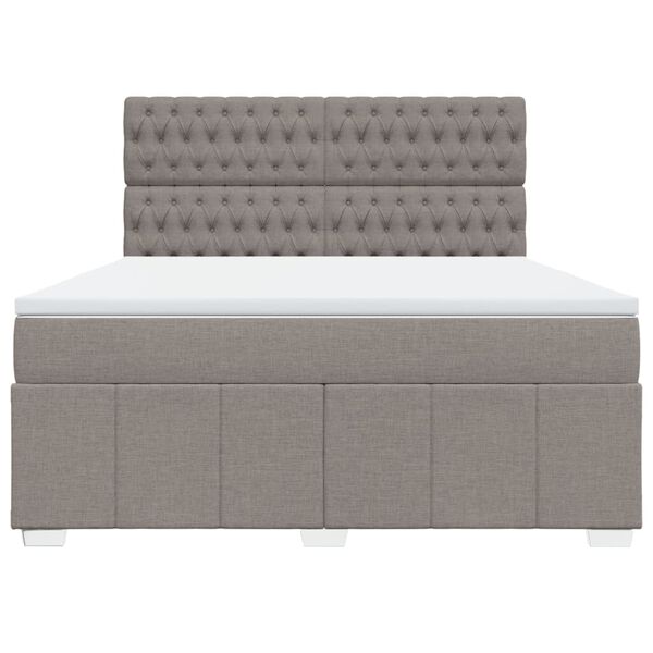 vidaXL Boxspringbett mit Matratze Taupe 180x200 cm Stoff