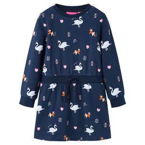 Kinderkleid mit Langen &Auml;rmeln Marineblau 104