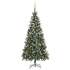 vidaXL K&uuml;nstlicher Weihnachtsbaum mit Beleuchtung & Kugeln 210 cm