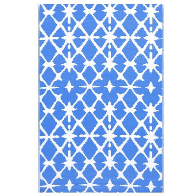 vidaXL Outdoor-Teppich Blau und Weiß 190x290 cm PP