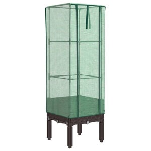 vidaXL Hochbeet mit Gew&auml;chshaus-Aufsatz Rattan-Optik 40x40x140 cm