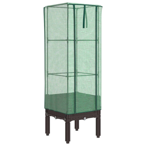 vidaXL Hochbeet mit Gew&auml;chshaus-Aufsatz Rattan-Optik 40x40x140 cm