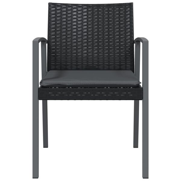 vidaXL Gartenstühle mit Kissen 2 Stk. Schwarz 56,5x57x83cm Poly Rattan