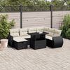 vidaXL 8-tlg. Garten-Sofagarnitur mit Kissen Schwarz Poly Rattan
