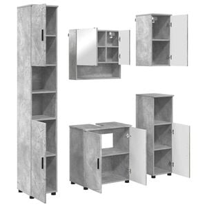 vidaXL Badezimmerm&ouml;bel-Set 5 stk. Beton Grau 61 x 35 x 64 cm