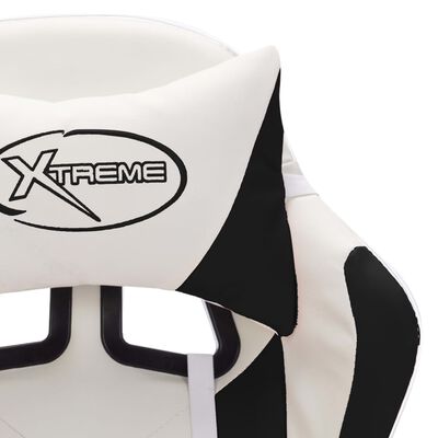 vidaXL Gaming-Stuhl mit RGB LED-Leuchten Schwarz und Weiß Kunstleder