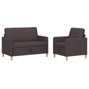 vidaXL Sofa Set mit Stauraum 2 stk. Dunkelbraun Polyester