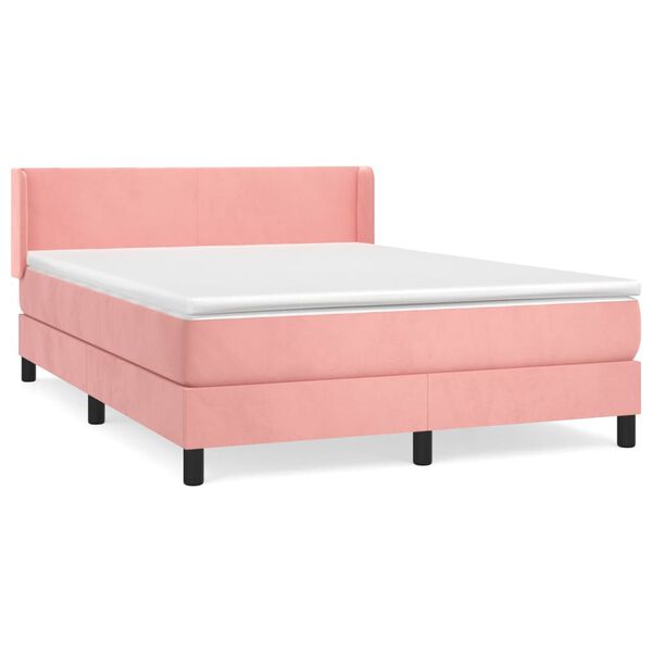 vidaXL Boxspringbett mit Matratze Rosa 140x190 cm Samt