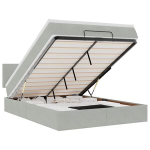 vidaXL Ottoman-Bett mit Matratze Hellgrau 140x200 cm Samt