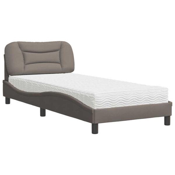 vidaXL Bett mit Matratze "Hvar" Taupe 90x200 cm Stoff