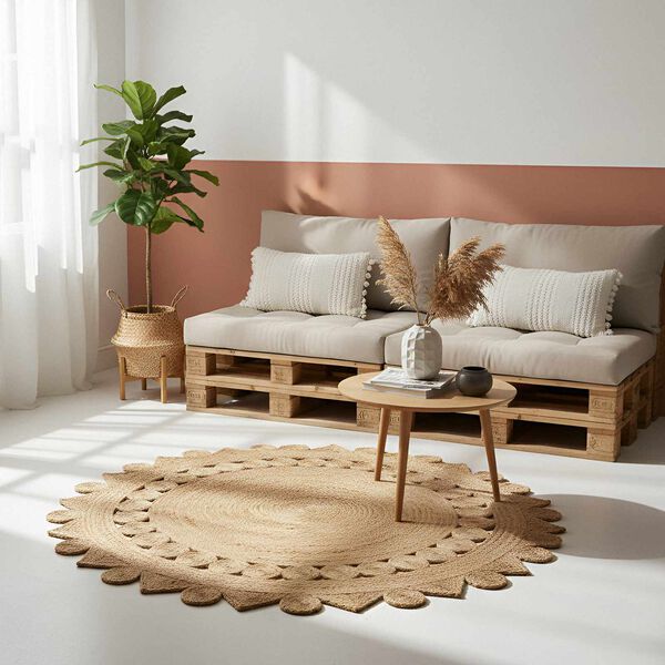 vidaXL Bereichsteppiche Rechtwinklig Braun &Oslash; 180 cm Jute