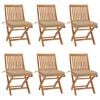 vidaXL Klappbare Gartenst&uuml;hle mit Kissen 6 Stk. Massivholz Teak