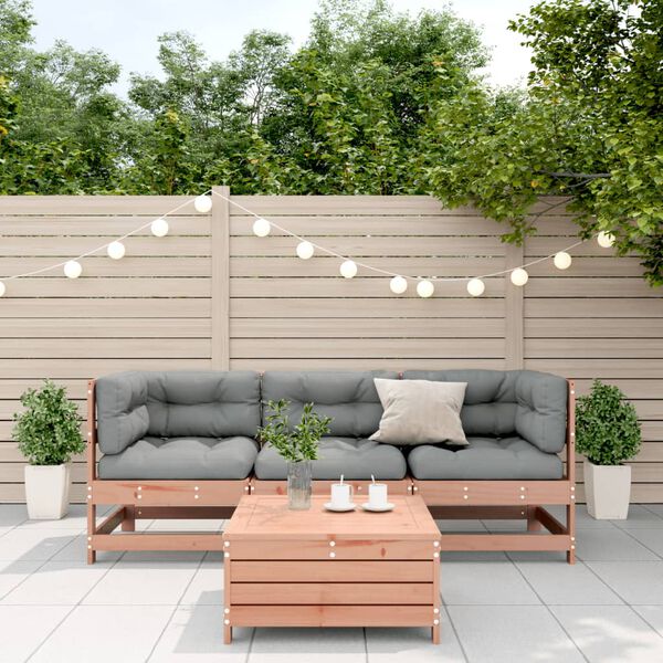 vidaXL 4-tlg. Garten-Lounge-Set mit Kissen Massivholz Douglasie