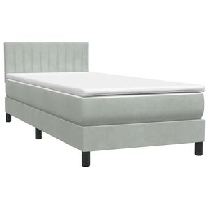 vidaXL Boxspringbett mit Matratze Hellgrau 90x210 cm Samt