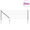 vidaXL Zaun mit Pfosten Grau 0,8 x 25 m Stahl und PVC