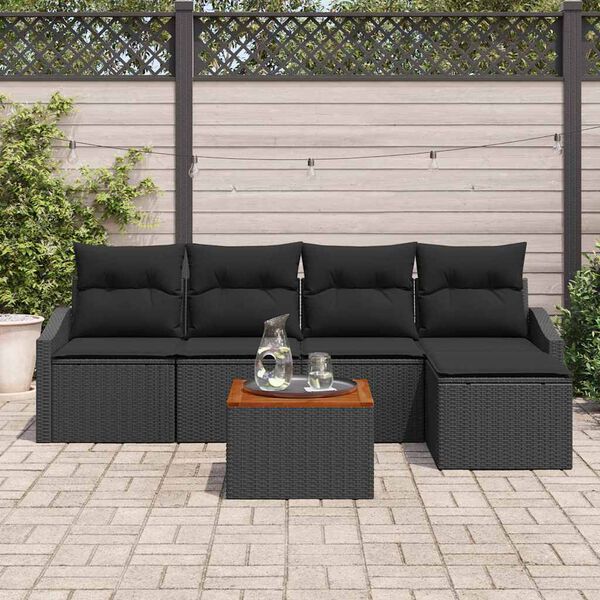 vidaXL Gartensofa-set mit Speicher 6 pcs Schwarz Poly-Rattan