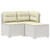 vidaXL 3-Sitzer Garten Sofa mit Kissen Rattan-Look PP Wei&szlig;
