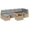 vidaXL Garten-Sofa-Set mit Kissen mit Speicher 8 pcs Beige Poly Rattan