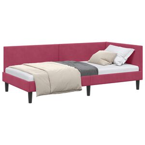 vidaXL Eckbettgestell mit Kopfteil Weinrot 80 cm x 200 cm Samt