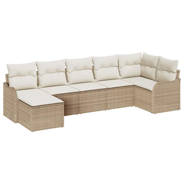 vidaXL Gartensofa-set 7 pcs Beige Poly-Rattan