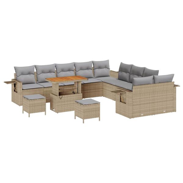 vidaXL Gartensofa-set 13 pcs Beige Poly-Rattan