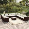 vidaXL 12-tlg. Garten-Lounge-Set mit Kissen Braun Poly Rattan
