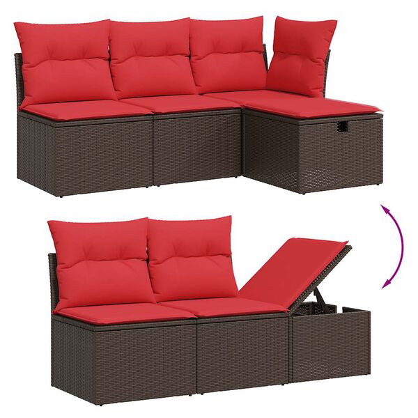 vidaXL 6-teiliges Gartensofa-Set mit Kissen, braun, Polyrattan