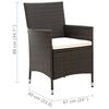 vidaXL 5-tlg. Garten-Essgruppe mit Auflagen Poly Rattan Braun