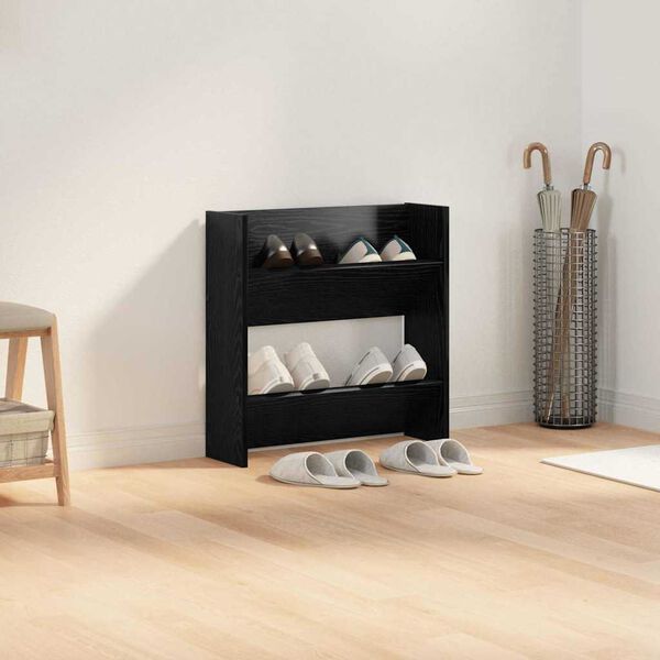 vidaXL Schuhschrank Schwarz Eichen-Optik 60 x 18 x 60 cm Holzwerkstoff